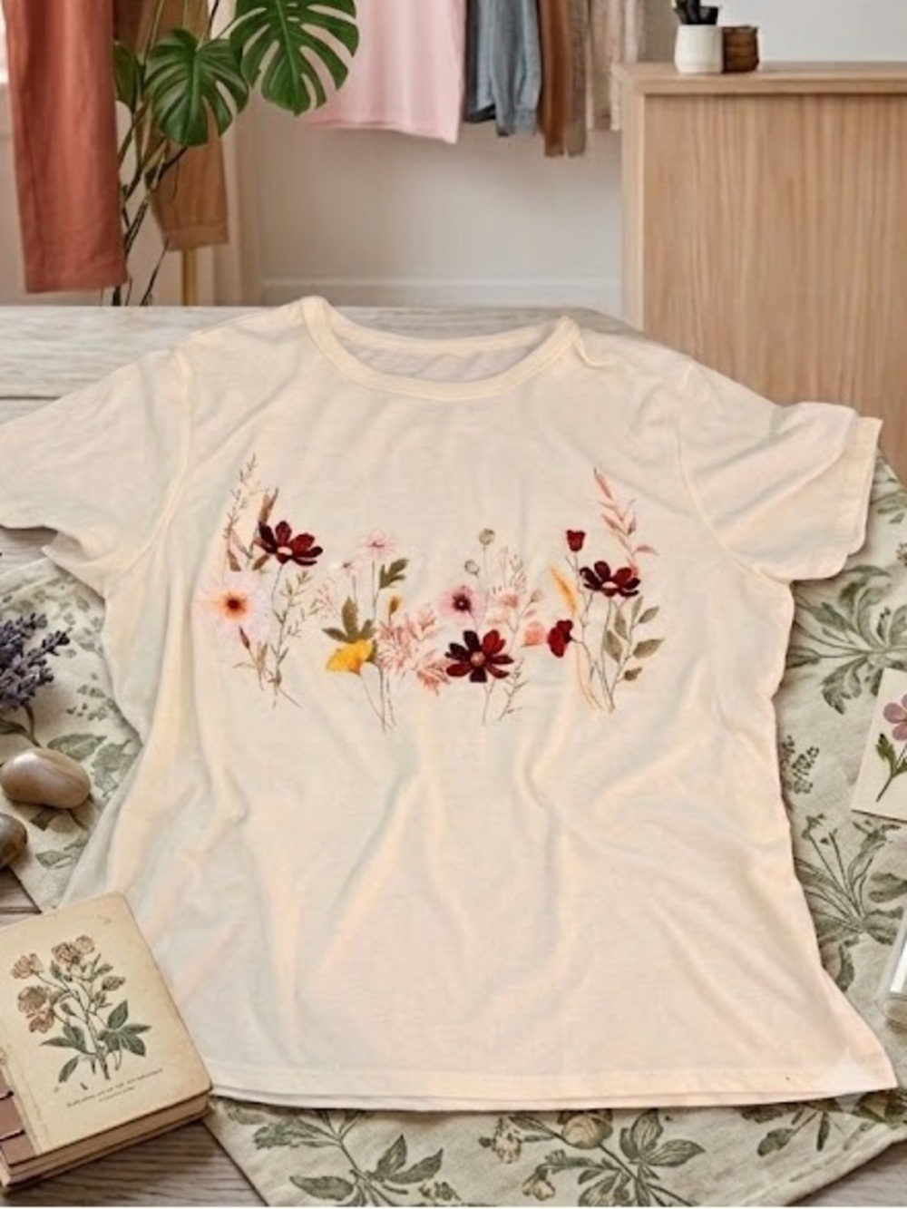 NWT Zoe + Liv Floral Graphic T Shirt Women's Size XXS NWT Delicate Print Tee - Picture 3 of 4